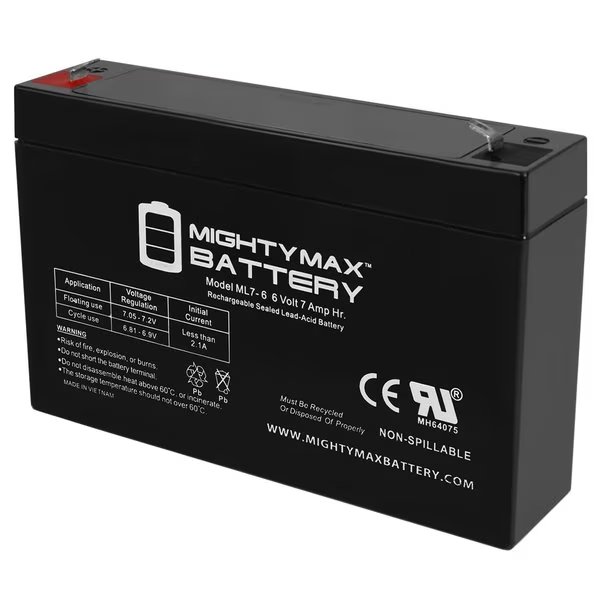 6V 7Ah SLA Replacement Battery for ELS LRX Emergency Light, Mighty Max Battery, Mfr#: MAX3961531